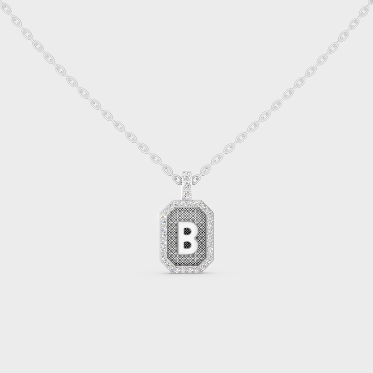 Luminous "B" Alphabet Lab Grown Diamond Pendant Brightened in 18K White Gold